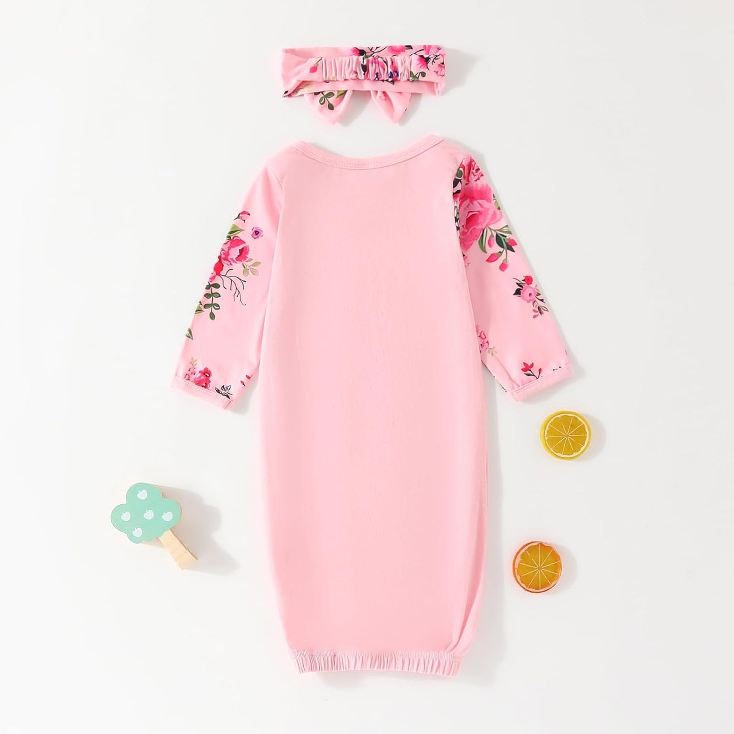 AMAWMW Newborn Baby Girl Sleeper Gown - Long Sleeve Stripe Nightgown | Essential Pajamas Gift