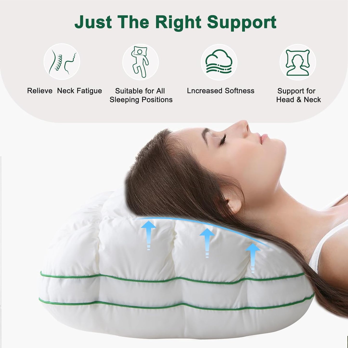 YOUR MOON Fluffy Support Bed Pillow - Queen Size, Super Soft Down-Alternative Filling for Side Sleepers | Luxury Hotel Quality (White)