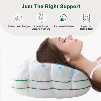 YOUR MOON Fluffy Support Bed Pillow - Queen Size, Super Soft Down-Alternative Filling for Side Sleepers | Luxury Hotel Quality (White)