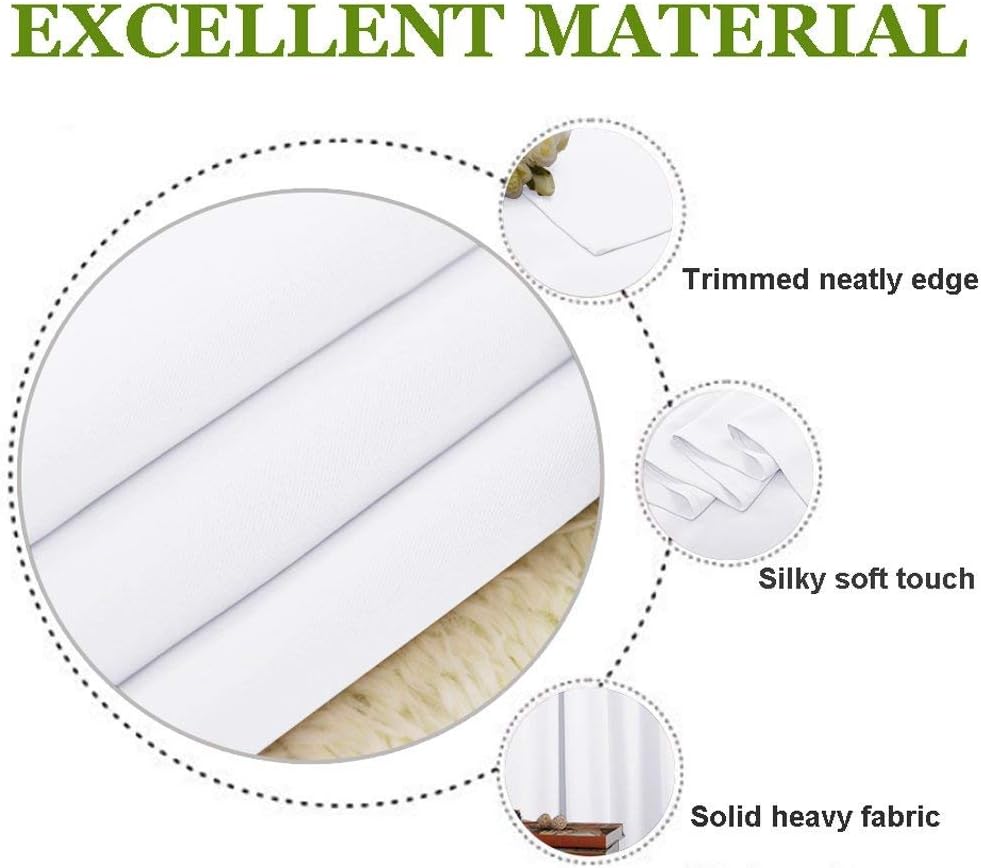 NICETOWN Curtains - Grommet Drapery Panels for Small Windows | 50% Light Blocking, 34x63, Pure White