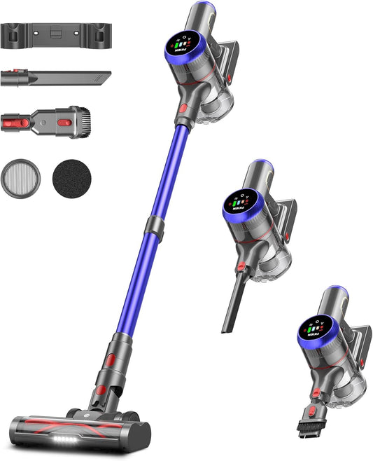 Skiennix Cordless Vacuum Cleaner - 550W, 45kPa Suction Power, 65 Mins Runtime, LED Display, Anti-Tangle Brush