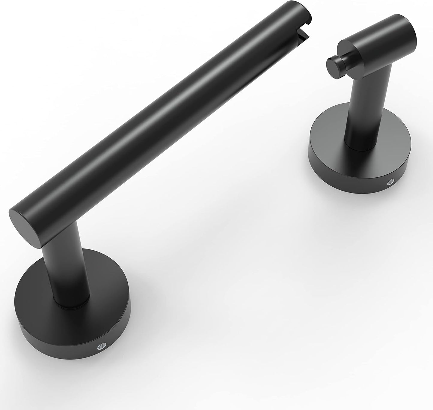 Ruacq Matte Black Toilet Paper Holder - Double Post Pivoting Design | Modern SUS 304 Stainless Steel Wall Mounted