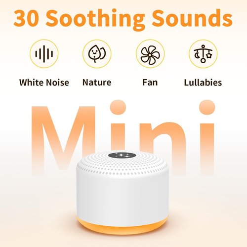 **Soothing Sounds White Noise Machine - Portable Sleep Aid with 30 Relaxing Sounds, 12 Colors & 5 Brightness Levels**