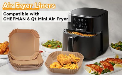 Air Fryer Liners - Parchment Paper for 6 QT Compact Airfryer | 120 Pcs for Easy Cleanup