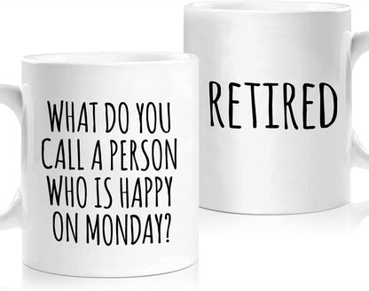 Shqiueos Funny Retirement Gifts for Woman Men, Happy Retiree Mug 11oz, Best Retirement Gift for Women 2026, Gag Farewell Present for Coworkers Nurse Teacher Boss, Office Retired Coffee Cup