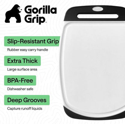GORILLA GRIP Reversible Kitchen Cutting Board Set - BPA-Free, Nonporous, Slip Resistant | 3 Durable Boards in Black