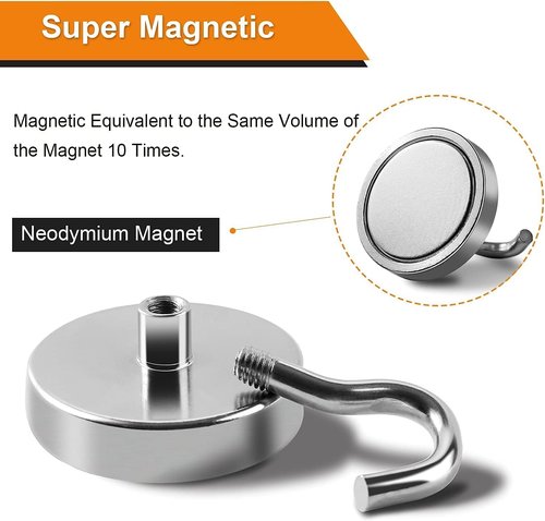 DIYMAG Magnetic Hooks - 170 Lb Heavy Duty Neodymium Magnets for Refrigerator | Strong Hanging Solution