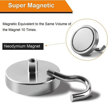DIYMAG Magnetic Hooks - 170 Lb Heavy Duty Neodymium Magnets for Refrigerator | Strong Hanging Solution