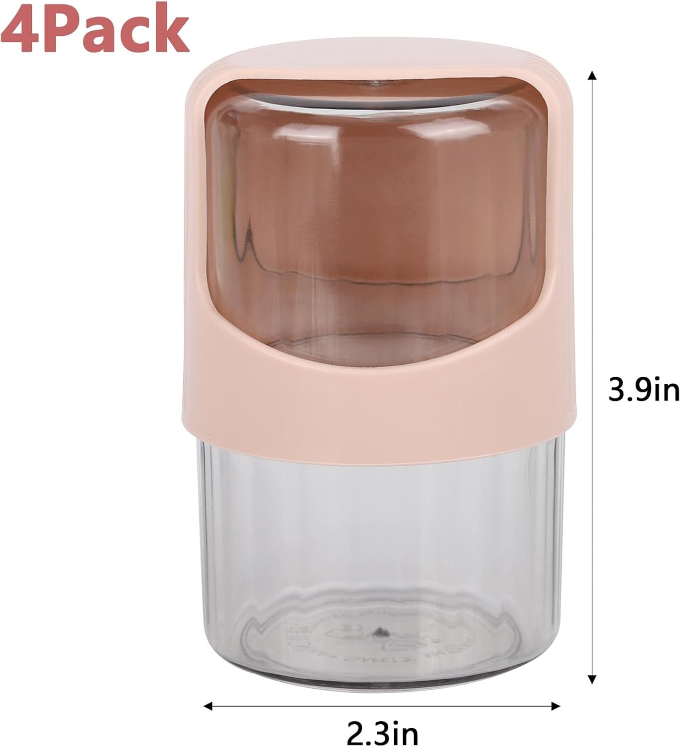 Tbestmax Rotating Qtip Holder Dispenser - 4 Pack Vanity Organizer for Cotton Swabs & Makeup - Pink