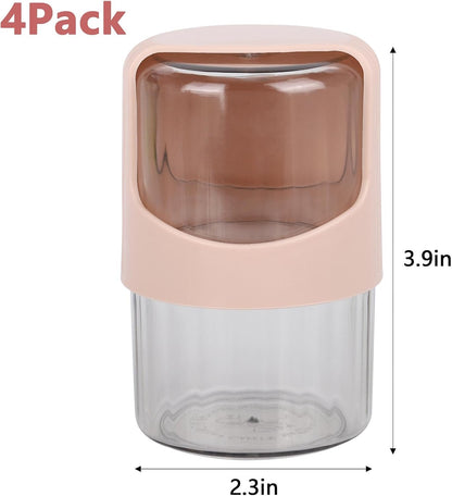 Tbestmax Rotating Qtip Holder Dispenser - 4 Pack Vanity Organizer for Cotton Swabs & Makeup - Pink