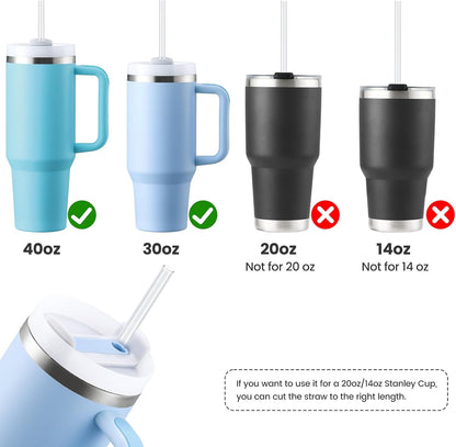 Stanley Replacement Straws - 8 Pack Clear Reusable Plastic Straws with Brushes | Dishwasher Safe, BPA Free