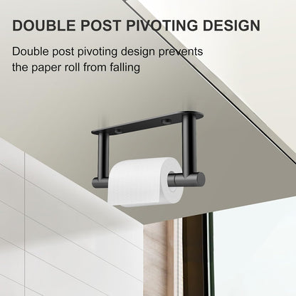 SetSail Toilet Paper Holder - Matte Black Adhesive or Screw-In Wall Mount | Stainless Steel Bathroom Accessory