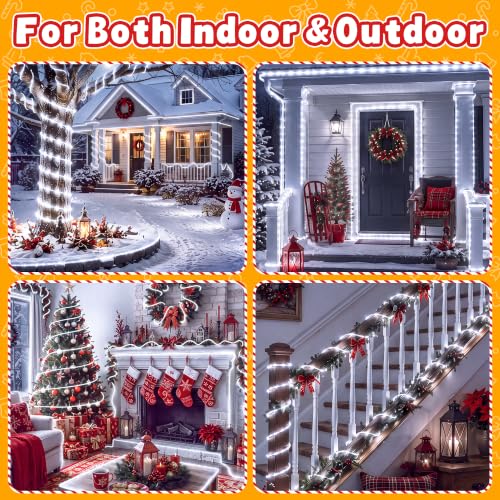 Ollny Christmas Rope Lights Outdoor 50 FT 300 LED Cool White with Remote & Modes