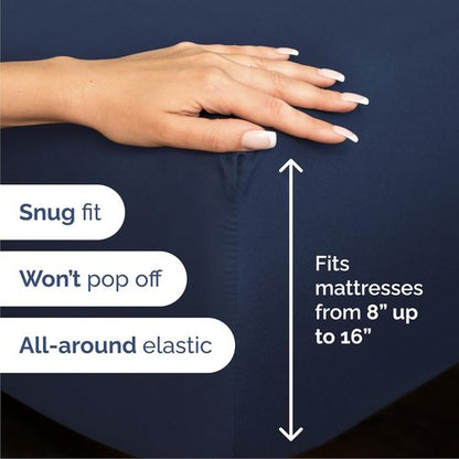 Cal King Size Sheet Set by Hotel Luxury | 4-Piece Comfy, Breathable & Cooling Bedding - Deep Pockets, Soft, Wrinkle-Free - Navy Blue