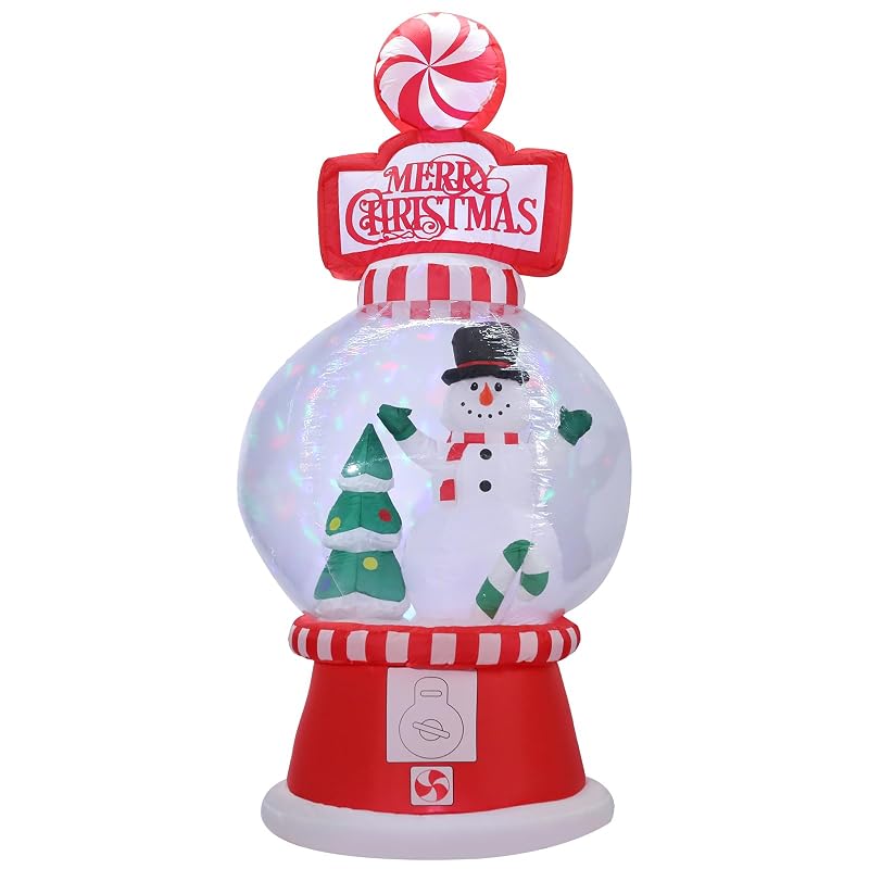 7.8FT Christmas Inflatable Snow Globe Decor with Rotating Lights - Outdoor