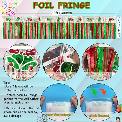 Christmas Parade Floats Decor Bell Foil Fringe Garland & Snowflakes 39Ft - Variation of THIS listing