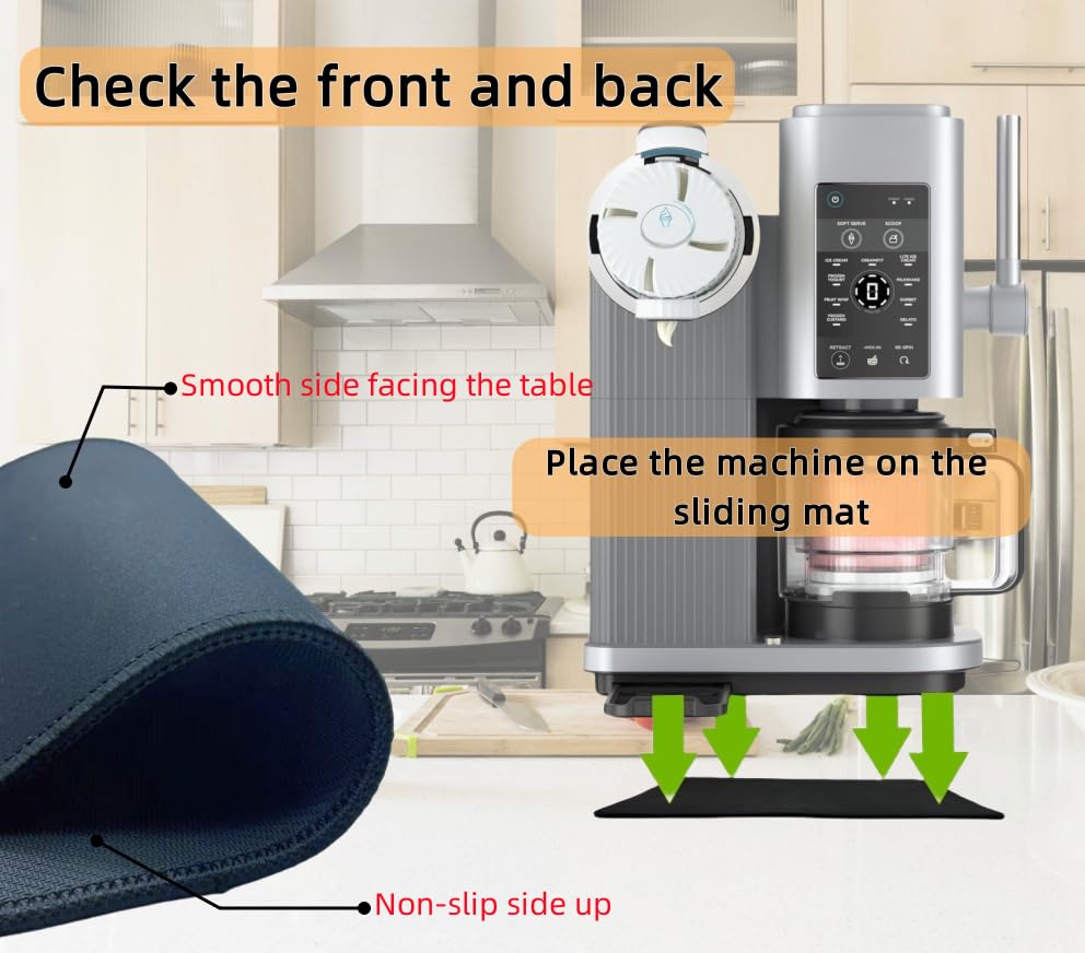 Sliding Pad Compatible with Ninja Swirl by CREAMi Ice Cream and Soft Serve Maker,Easy to Slide the Ice Cream Maker on the Kitchen Countertopp, Accessories for Ninja swirl Creami NC701
