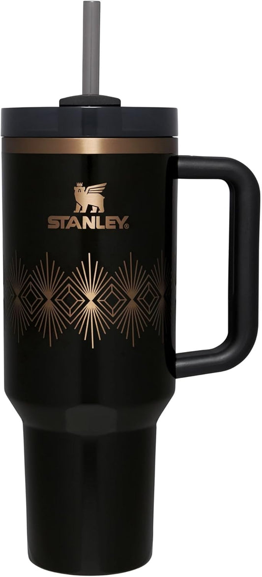 Stanley Quencher Tumbler - 40 oz Black Gloss | H2.O FlowState™ Insulated Design