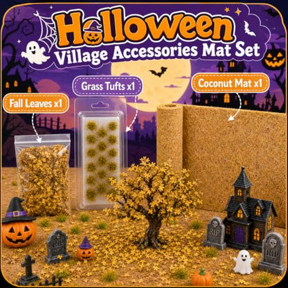 Halloween Village Coir Landscape Mat for Mini Scenes and Dioramas - 40 x 12 Inch