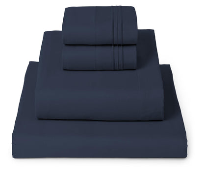 Mellanni Full Sheets Set - 4 PC Iconic Collection Bedding - Hotel Luxury, Extra Soft, Cooling Bed Sheets - Wrinkle, Fade, Stain Resistant (Full, Navy Blue)