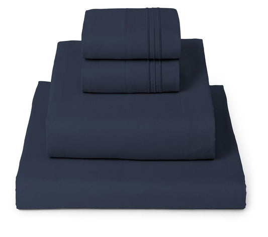 Mellanni Full Sheets Set - 4 PC Iconic Collection Bedding - Hotel Luxury, Extra Soft, Cooling Bed Sheets - Wrinkle, Fade, Stain Resistant (Full, Navy Blue)