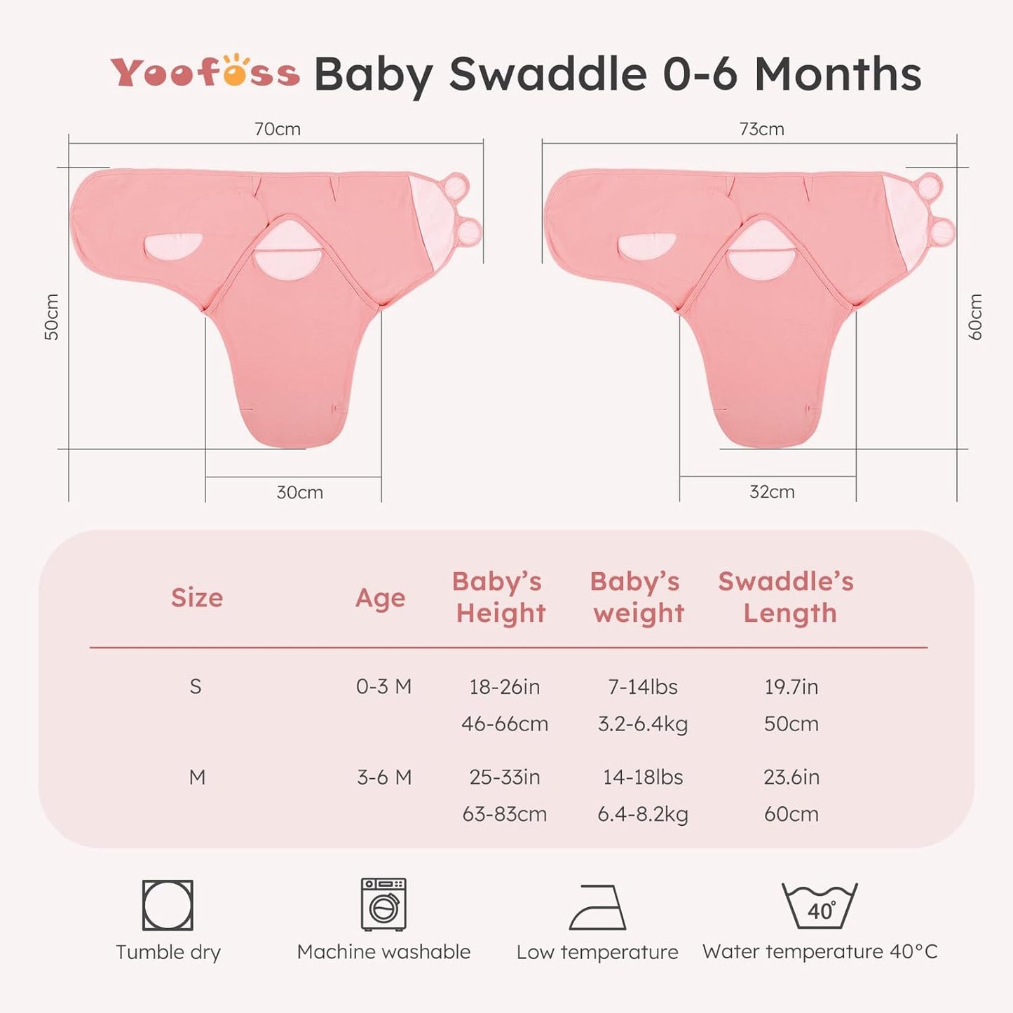 Yoofoss Baby Swaddles - 100% Cotton Adjustable Swaddle Sack | Soft & Breathable for Newborns (0-3 Months, 3 Pack)