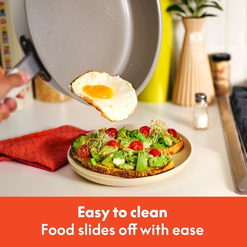 Bella 9-Piece Ceramic Nonstick Cookware Set - EverGood™ Coating, Dishwasher Safe, Stackable Design, Oatmilk Color