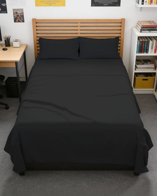 Skiennix Full XL Bed Sheet Set - 4-Piece Soft, Breathable & Cooling Bedding - Hotel Luxury, Deep Pockets, Fade & Wrinkle Free - Black