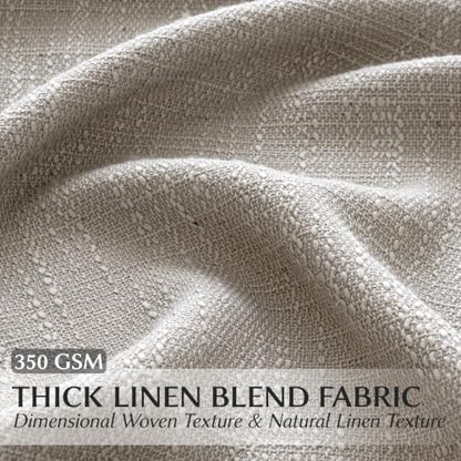 Greige Semi Sheer Linen Curtains Pack of 2 - 52W x 84L Inches for Living Room