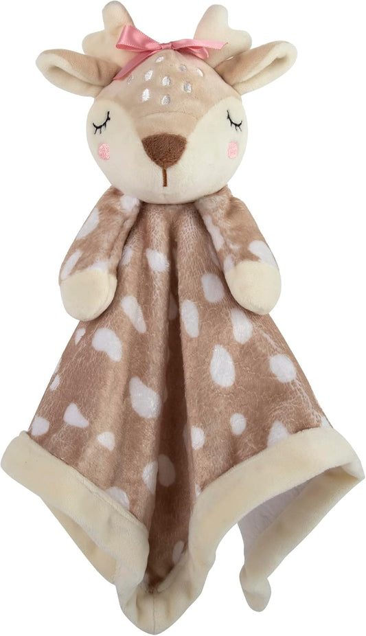Minky Baby Essentials - Plush Deer Lovey Snuggler Blanket | Soft Security Blanket for All Ages (Freckled Fawn)
