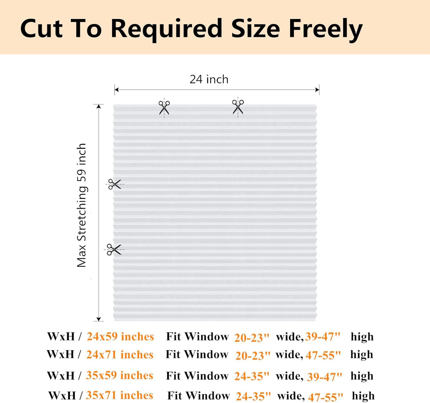 Skiennix Cordless Window Blinds - No Drill, Clip-On, Self-Adhesive, Pleated Paper Shades for Home & Nursery