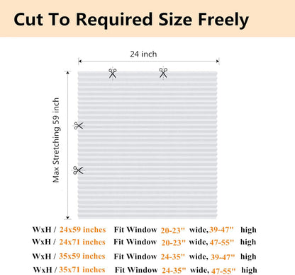 Skiennix Cordless Window Blinds - No Drill, Clip-On, Self-Adhesive, Pleated Paper Shades for Home & Nursery