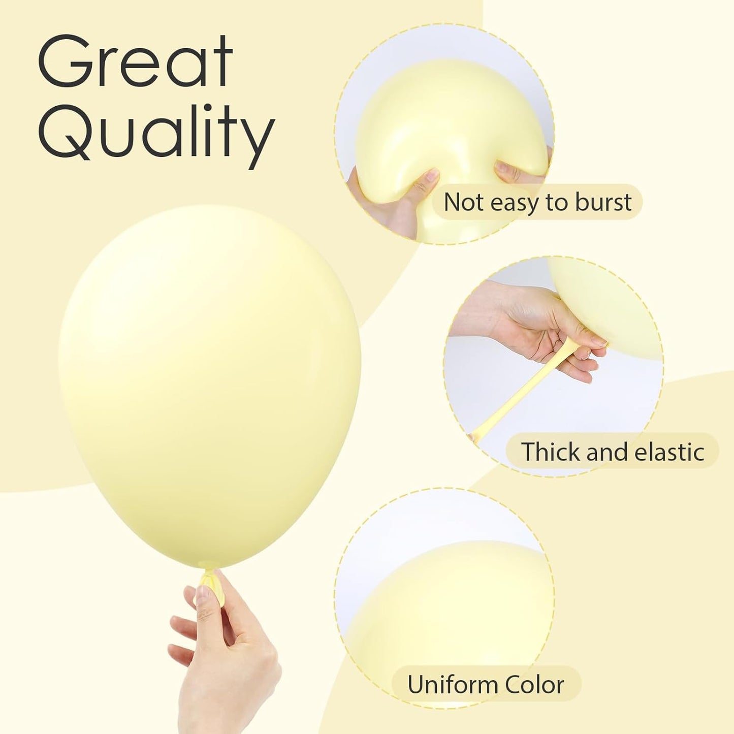 Skiennix Pastel Yellow Balloon Kit - 120pcs in Various Sizes for Gender Reveal & Baby Shower Decor