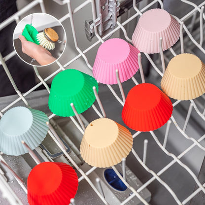 Tacken Silicone Cupcake Baking Cups - Heavy-Duty Non-Stick Liners | 24 Pack, Dishwasher Safe