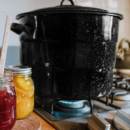 Granite Ware Enamel on Steel 21.5-Quart Water Bath Canner with lid & Jar Rack, Speckled Black