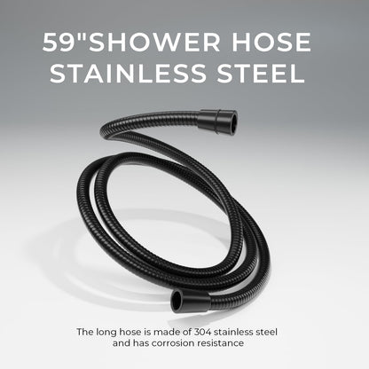 Seacity Wide Rain Shower Head With 5 Modes Handheld Showerheads, High Pressure Showerhead Combo with Extension Arm for Bathroom Accessories, Adjustable Shower Head with Anti-Clog Nozzles (Black)