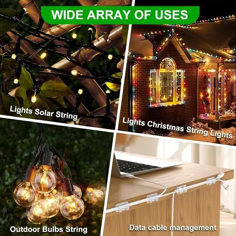 Outdoor Light Clips by [Brand Name] - 50 Heavy-Duty Waterproof Adhesive Clips for LED String Lights