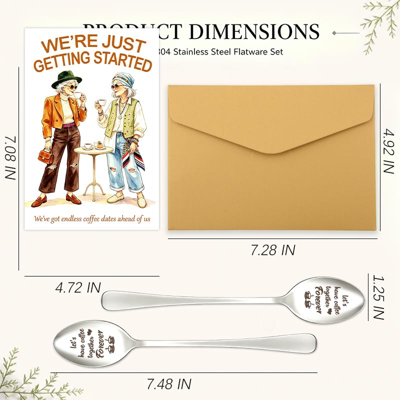 Small Best Friend Christmas Gift Card with Engraved Coffee Spoons - Friendship Set