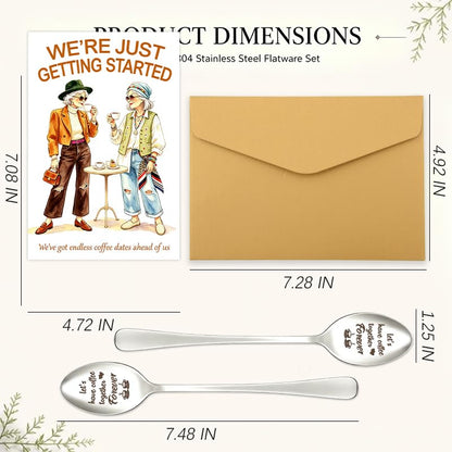 Small Best Friend Christmas Gift Card with Engraved Coffee Spoons - Friendship Set
