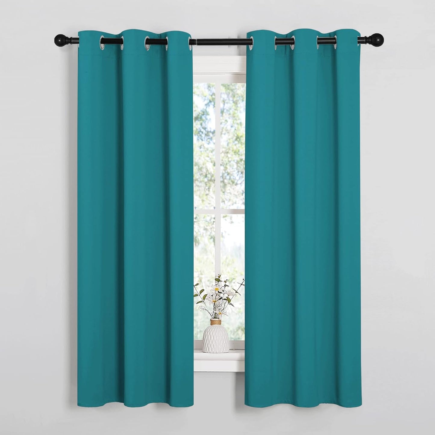 NICETOWN Blackout Curtains - Thermal Insulated Room Darkening Panels for Elegant Bedrooms | Peacock Teal, 63 Inch, 2 Pieces