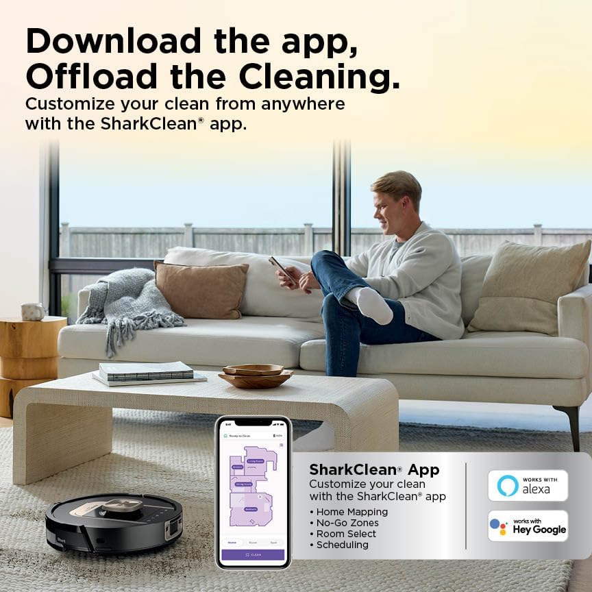 Shark Robot Vacuum & Mop Combo - Self-Emptying & Self-Refilling with Heated Mop | 60-Day Capacity, Black RV2920XE