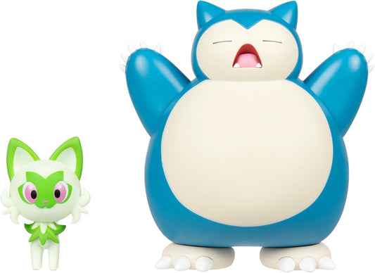 Pokemon Battle Figures - Sprigatito (2-Inch) & Snorlax (4.5-Inch) Ready for Action