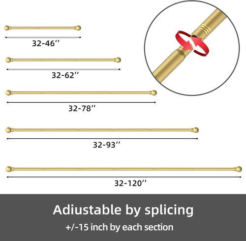 GXOACKJ Decorative Gold Curtain Rods - Heavy Duty Metal Set for Windows 28-78 Inch with Brackets