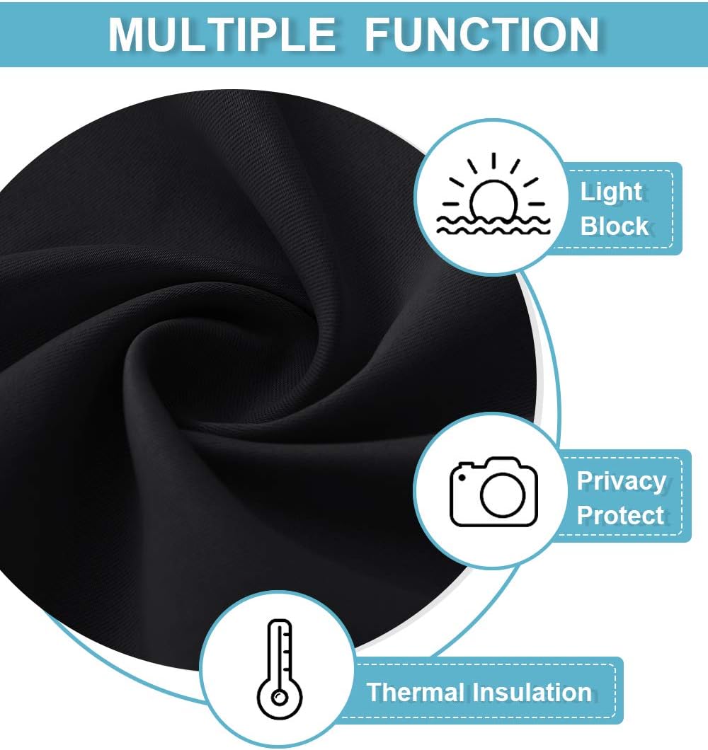 RYB HOME Blackout Curtains - UV Blocking Insulated Drapes for Bedroom | 42 x 45 Inches, Set of 2