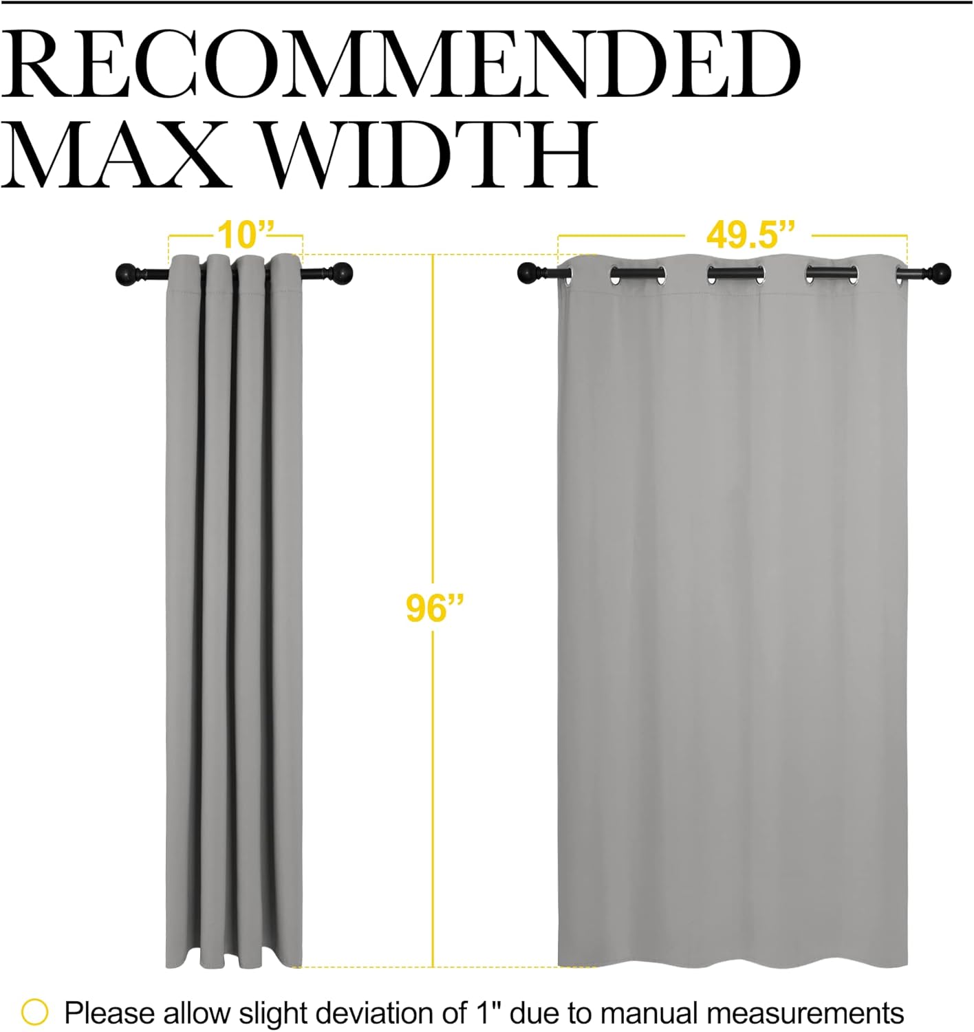 NICETOWN Silver Grey Room Darkening Curtain Panels - 96" Long | Heat-Blocking Drapes for RV & Studio (55" Width, 2 Panels)