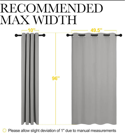 NICETOWN Silver Grey Room Darkening Curtain Panels - 96" Long | Heat-Blocking Drapes for RV & Studio (55" Width, 2 Panels)