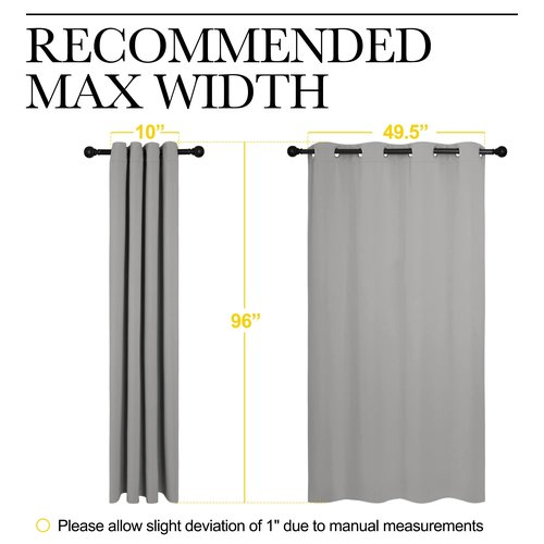 NICETOWN Silver Grey Room Darkening Curtain Panels 96" Long for RV, Play Room, Studio, Heat Block Out and Keep Warm Drapes Window Treatment Drapes for Doorway Entryway Patio (55" Width, 2 Panels)