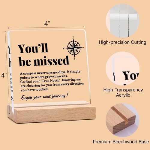 Going Away Gifts for Coworkers Leaving, Thoughtful Compass Sign, Goodbye Farewell Gift for Boss, Staff, Women & Men