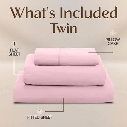 Utopia Bedding Twin Sheet Set - Soft & Breathable Microfiber, 3-Piece in Crystal Pink | Oeko Tex Certified