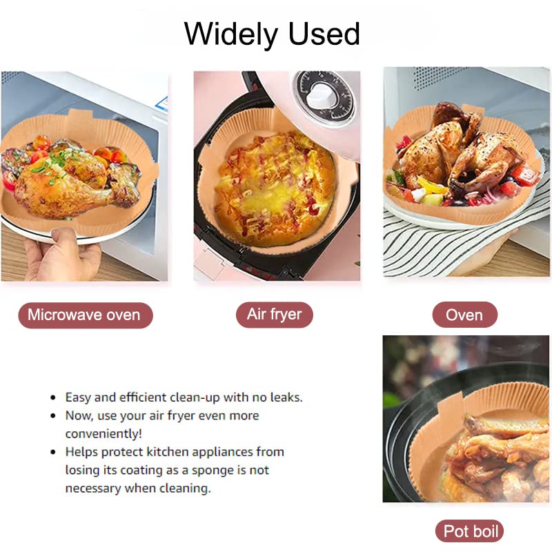 Air Fryer Disposable Paper Liner, Square Parchment Cooking Non-Stick, Baking Roasting Food Grade Paper for Air Fryer, Microwave Oven, Frying Pan, Oil-proof, Water-proof (60PCS 6.3 Inch Natural)